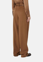MAX MARA STUDIO Pantaloni eleganti  cuoio per donna con piega centrale e design a gamba larga. 2626136092600 025 MAX MARA STUDIO 