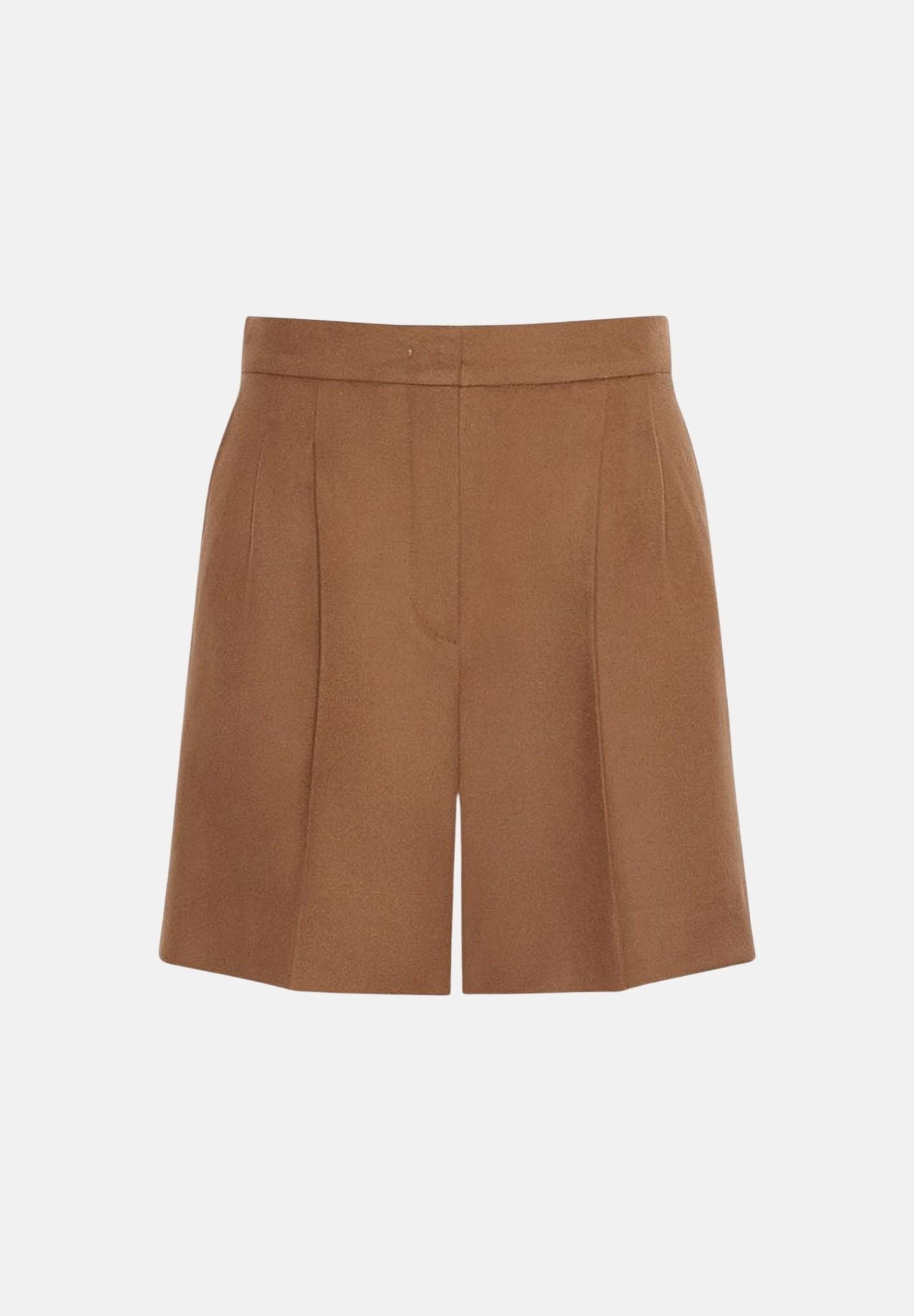 MAX MARA STUDIO Shorts cuoio per donna con pinces frontali e tasche a filetto 2626146012600 025 MAX MARA STUDIO 