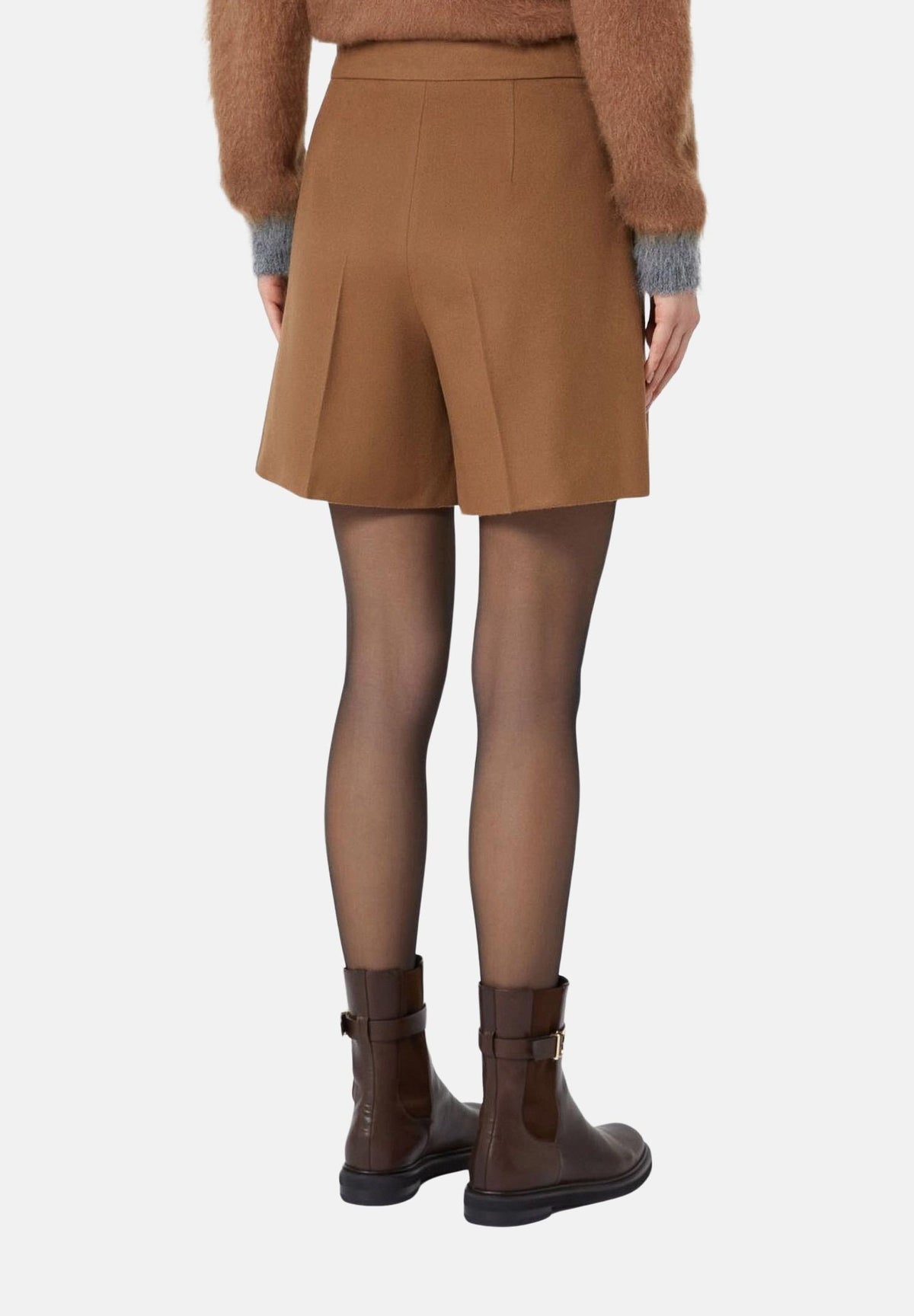 MAX MARA STUDIO Shorts cuoio per donna con pinces frontali e tasche a filetto 2626146012600 025 MAX MARA STUDIO 