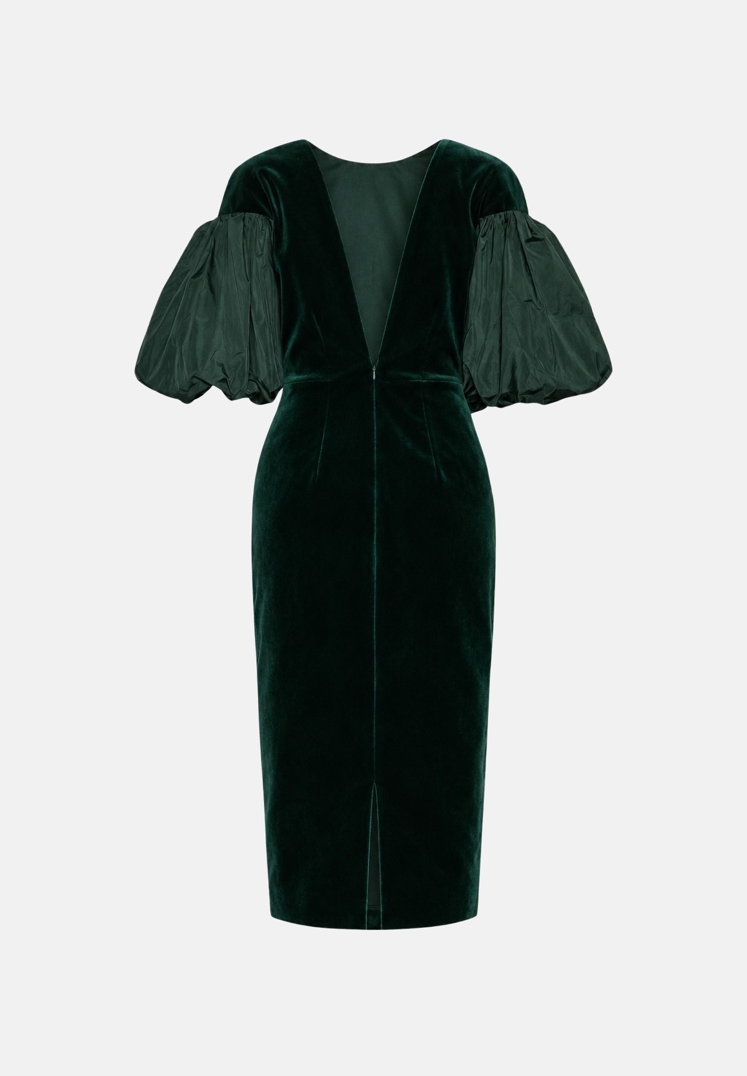 MAX MARA STUDIO Abito midi MSETROPICO verde smeraldo per donna con corpetto in velluto e maniche balloon semitrasparenti. 2626226014600 021 MAX MARA STUDIO 