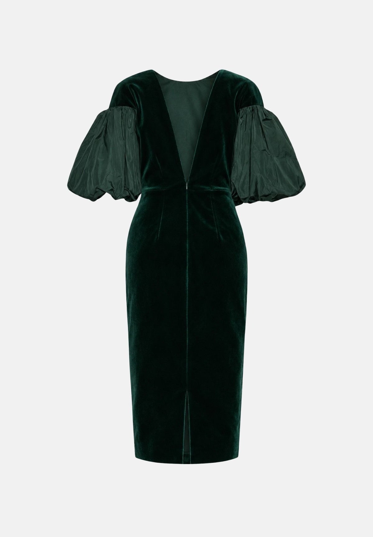 MAX MARA STUDIO Abito midi MSETROPICO verde smeraldo per donna con corpetto in velluto e maniche balloon semitrasparenti. 2626226014600 021 MAX MARA STUDIO 