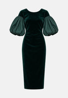 MAX MARA STUDIO Abito midi MSETROPICO verde smeraldo per donna con corpetto in velluto e maniche balloon semitrasparenti. 2626226014600 021 MAX MARA STUDIO 