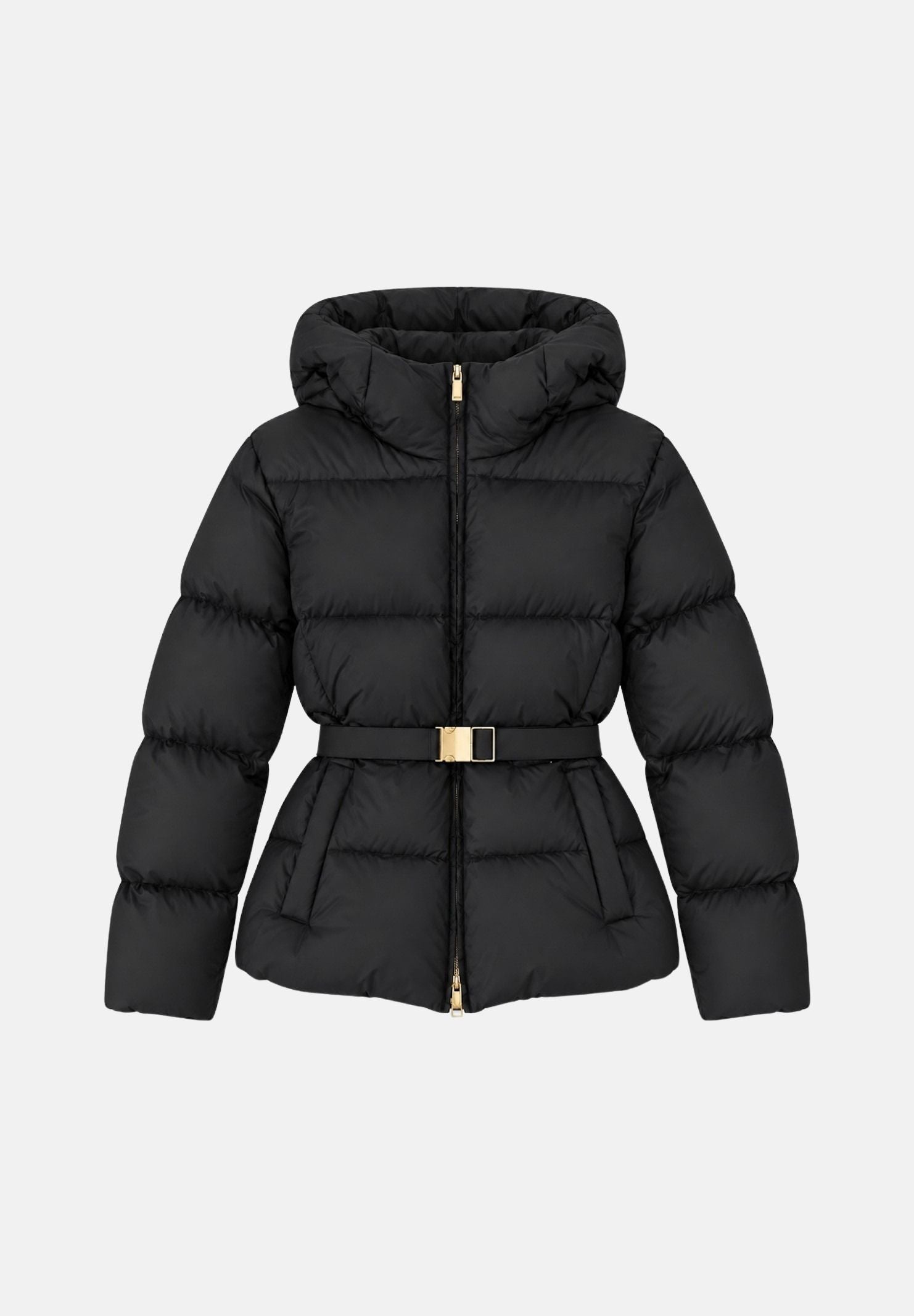 MAX MARA STUDIO Piumino MSTLANA nero per donna con cappuccio avvolgente e cintura elastica in vita impreziosita 2626486022600 005 MAX MARA STUDIO 