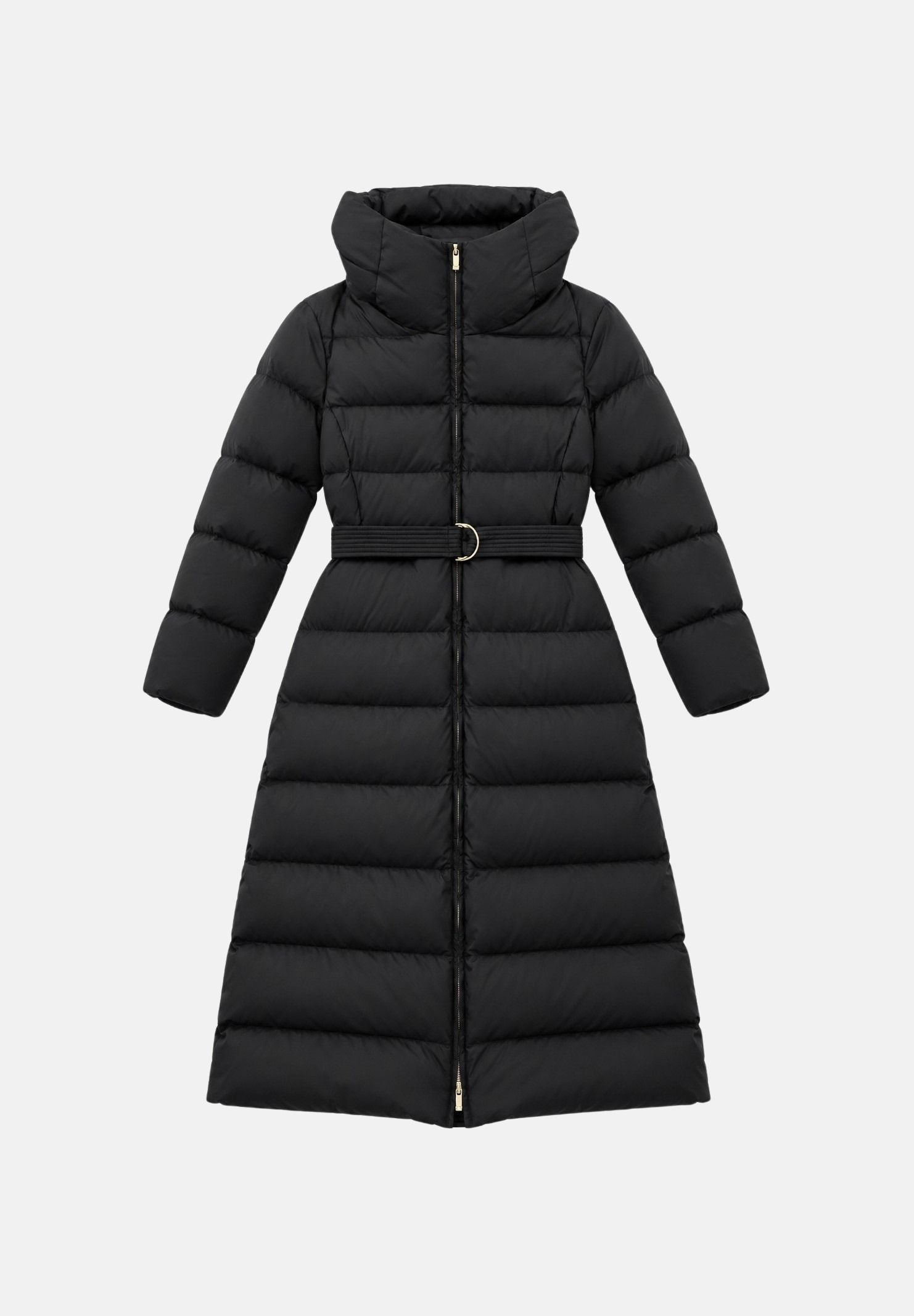 MAX MARA STUDIO Piumino CANNETI nero per donna con cappuccio, cintura coordinata e imbottitura in piuma. 2626496012600 005 MAX MARA STUDIO 