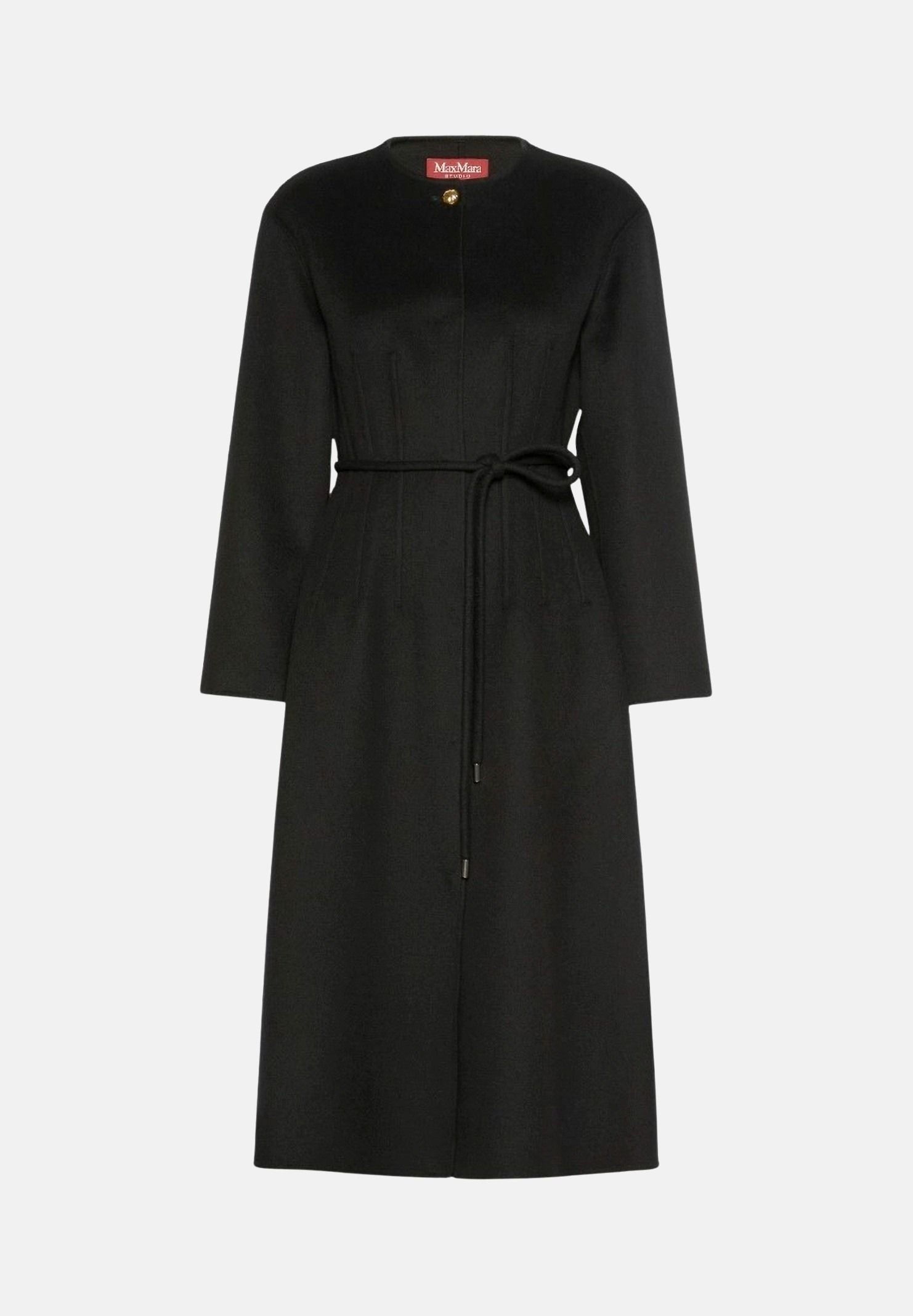 MAX MARA Cappotto lungo nero in cachemire e seta da donna, con cintura<BR/> 2626016011600 007 MAX MARA 