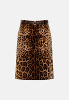 MAX MARA Gonna MSTFALANGE svasata, in velluto marrone da donna con stampa animalier<BR/> 2626106011600 001 MAX MARA 