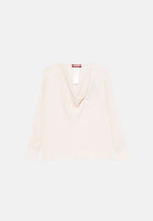 MAX MARA STUDIO Blusa MSTOTTIMO beige chiaro da donna con scollo drappeggiato a cascata.<BR/> 2626196015600 082 MAX MARA 