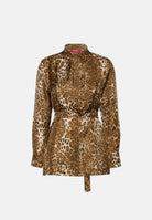 MAX MARA STUDIO Camicia MSTAFFARRI marrone da donna con stampa animalier all-over<BR/> 2626196031600 001 MAX MARA 