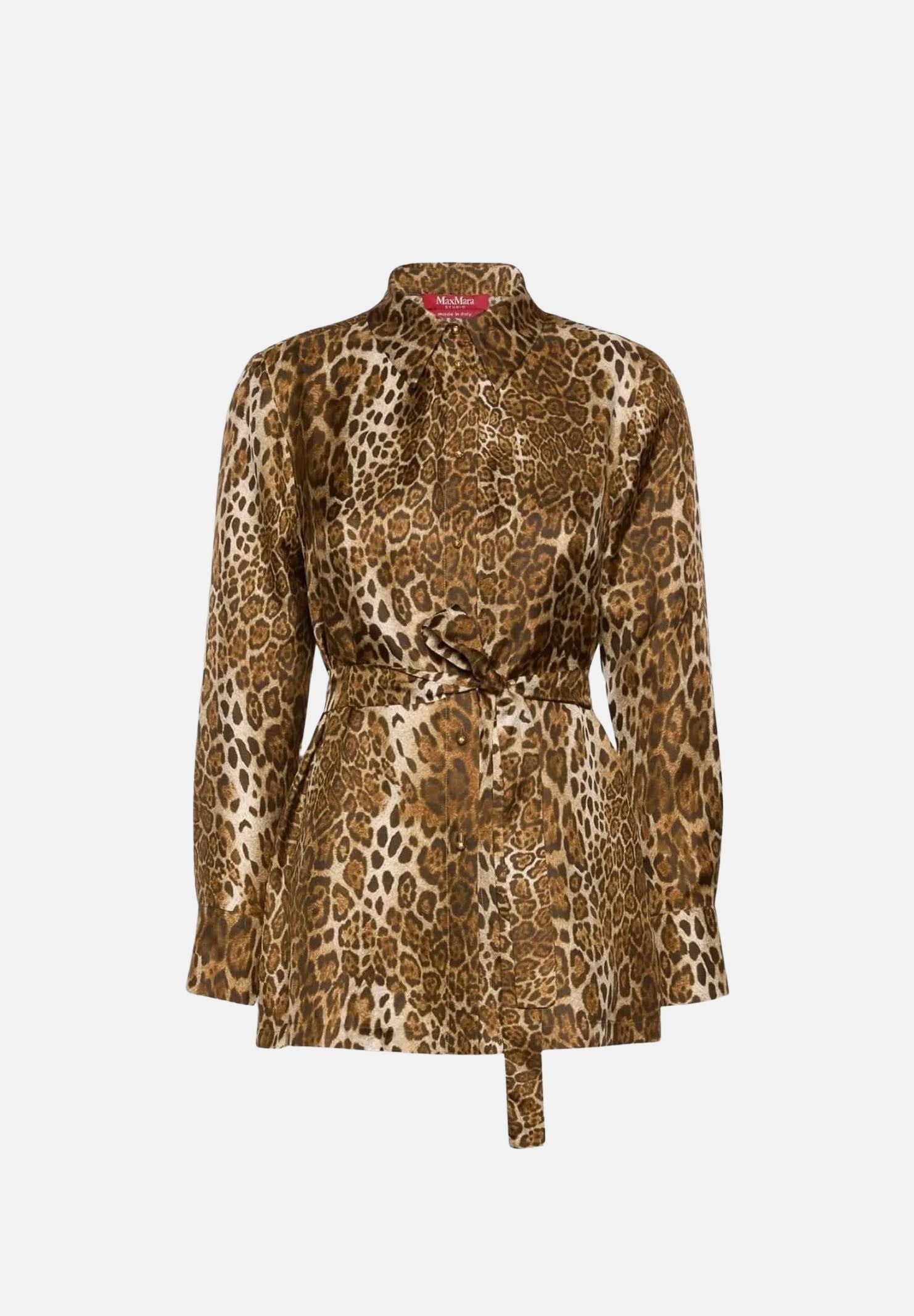 MAX MARA STUDIO Camicia MSTAFFARRI marrone da donna con stampa animalier all-over<BR/> 2626196031600 001 MAX MARA 