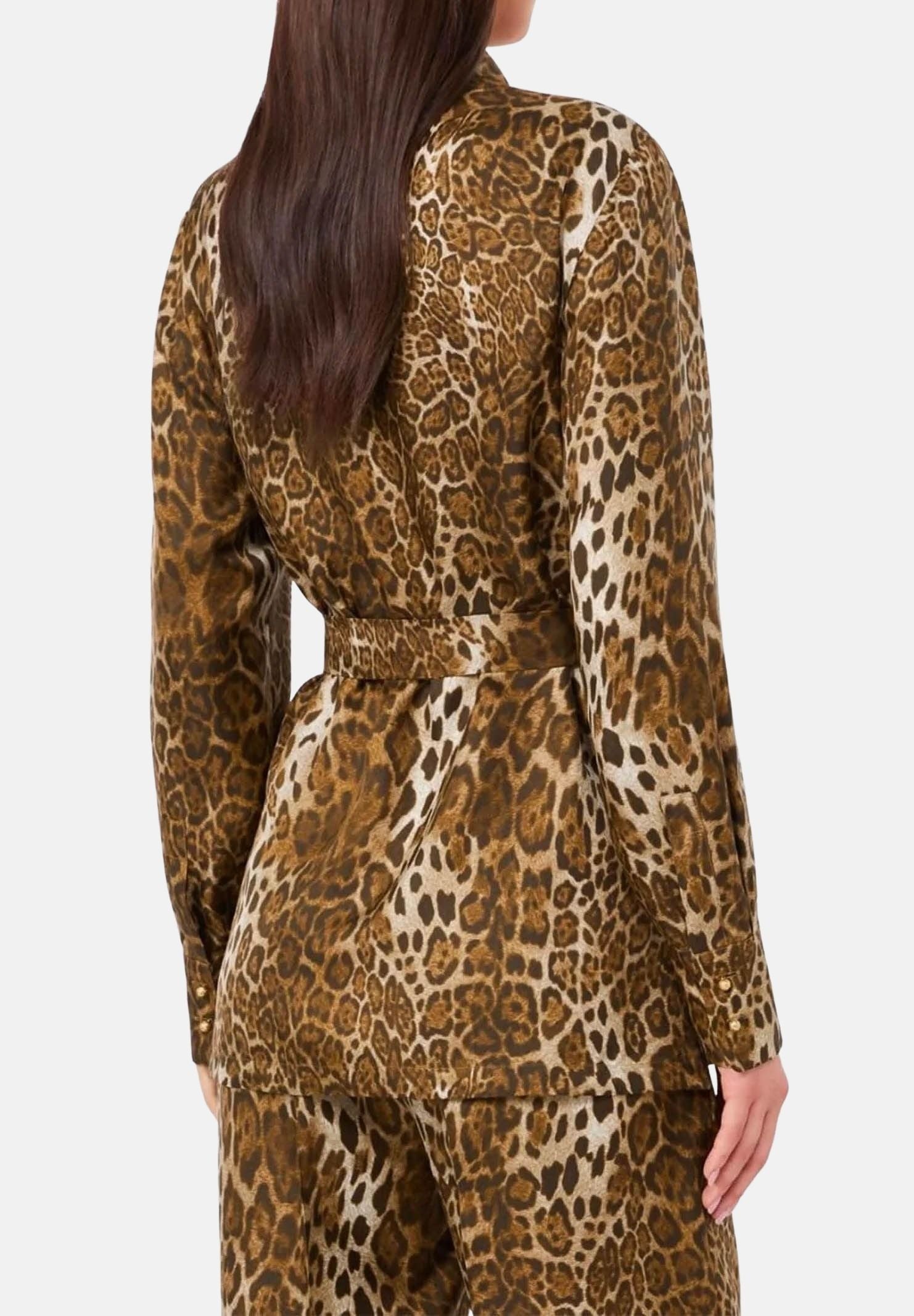 MAX MARA STUDIO Camicia MSTAFFARRI marrone da donna con stampa animalier all-over<BR/> 2626196031600 001 MAX MARA 