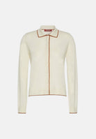 MAX MARA Cardigan MSTTARGA bianco con dettagli beige da donna con profili intarsiati 2626346011600 012 MAX MARA 