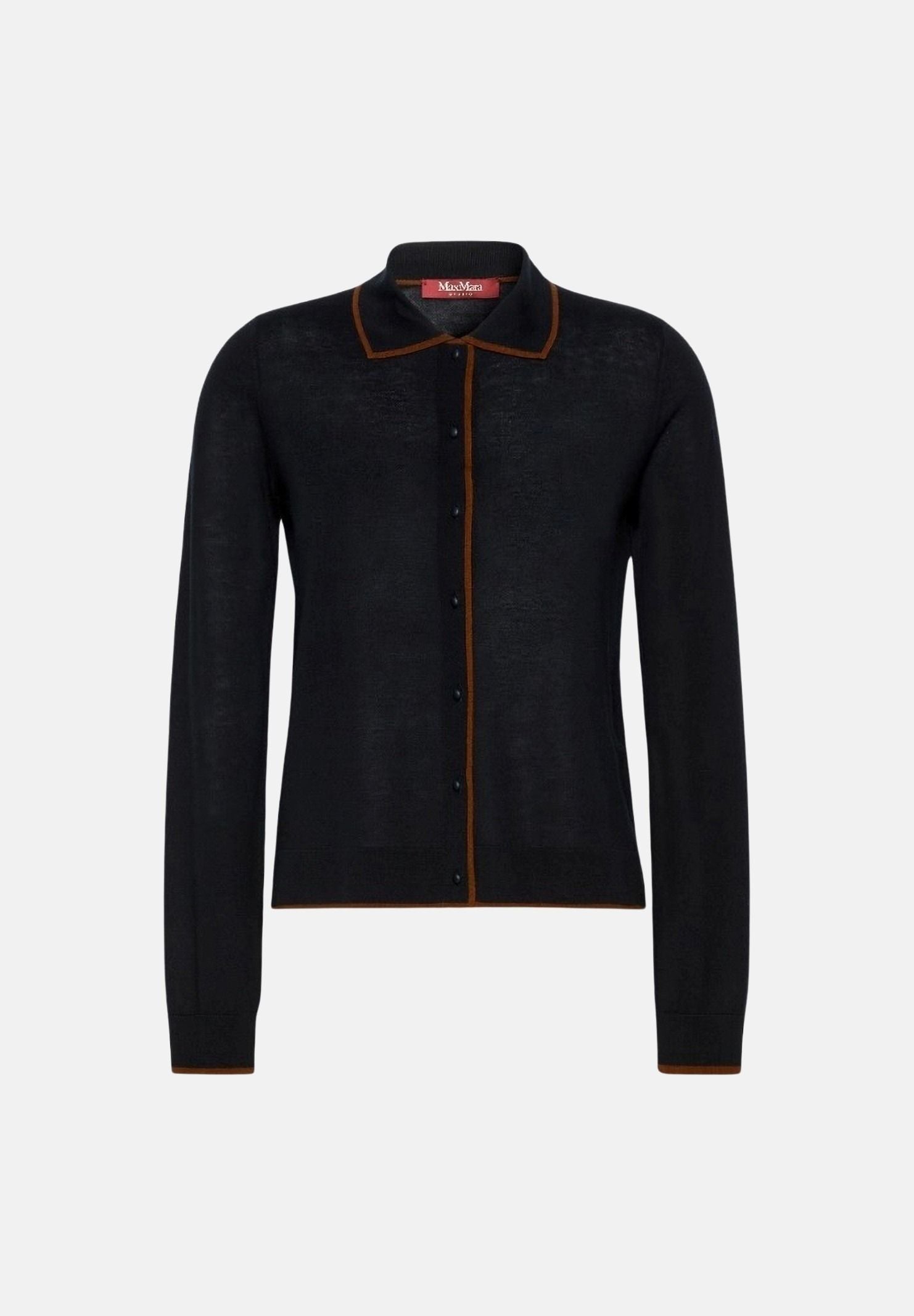 MAX MARA Cardigan MSTTARGA blu in fillato di lana e seta da donna con profili intarsiati 2626346011600 014 MAX MARA 