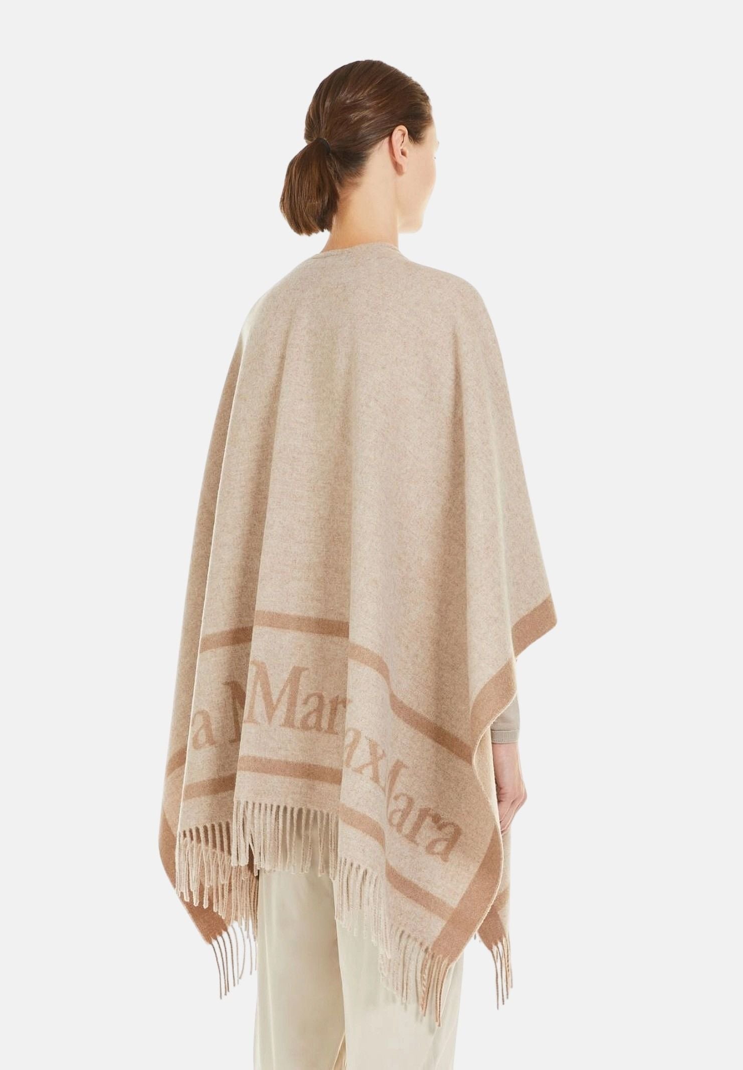 MAX MARA STUDIO Mantella MST PIRANIA casha beige da donna con frange sul fondo<BR/> 2626546021600 001 MAX MARA 