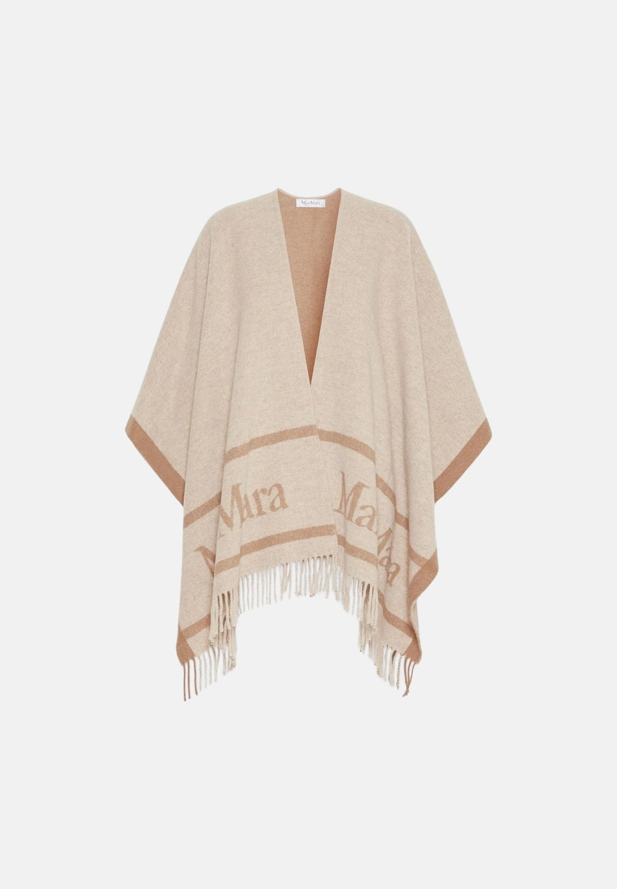 MAX MARA STUDIO Mantella MST PIRANIA casha beige da donna con frange sul fondo<BR/> 2626546021600 001 MAX MARA STUDIO 