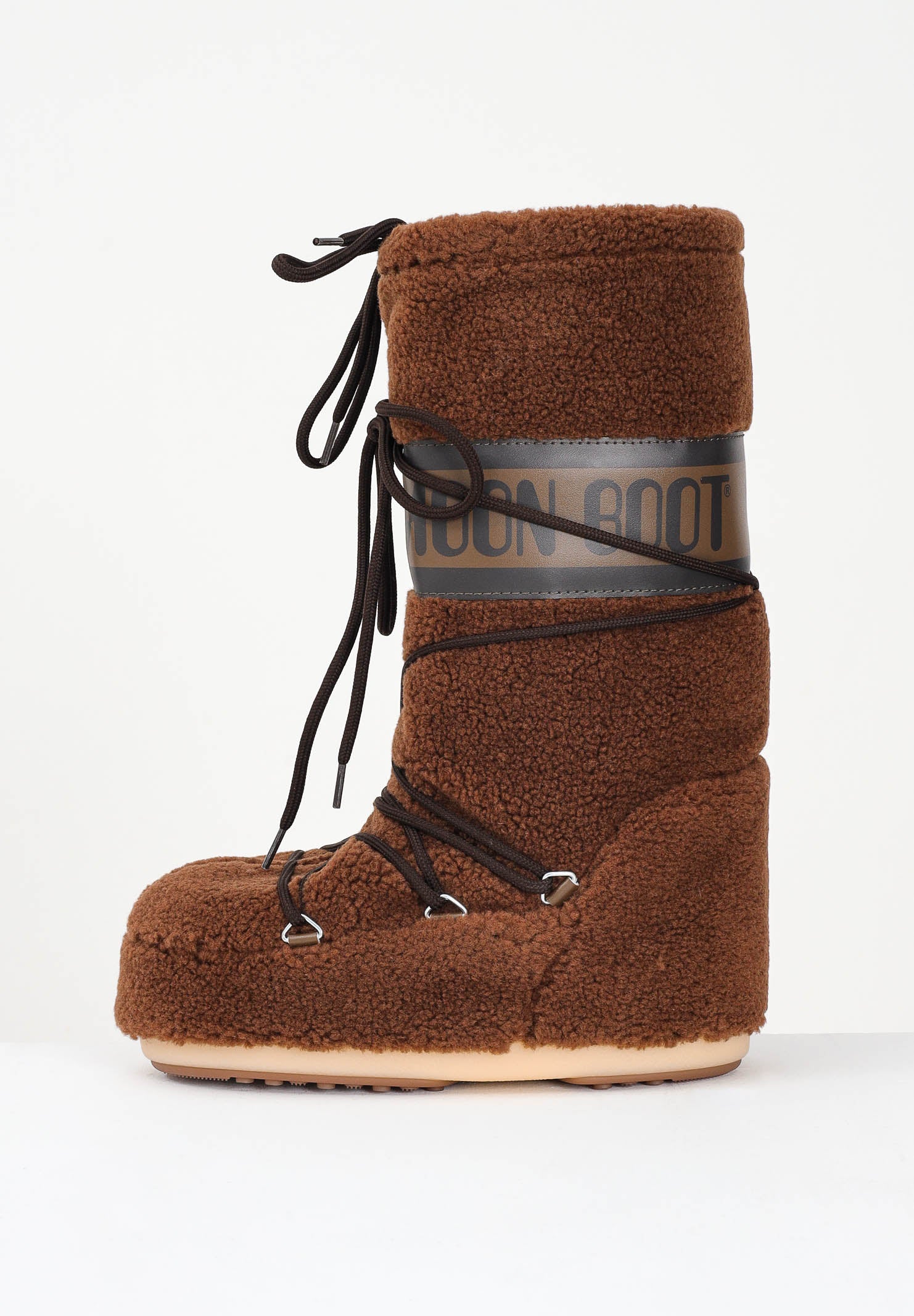 MOON BOOT Stivali da neve ICON in teddy marroni da donna 80D1403080 M004 MOON BOOT 