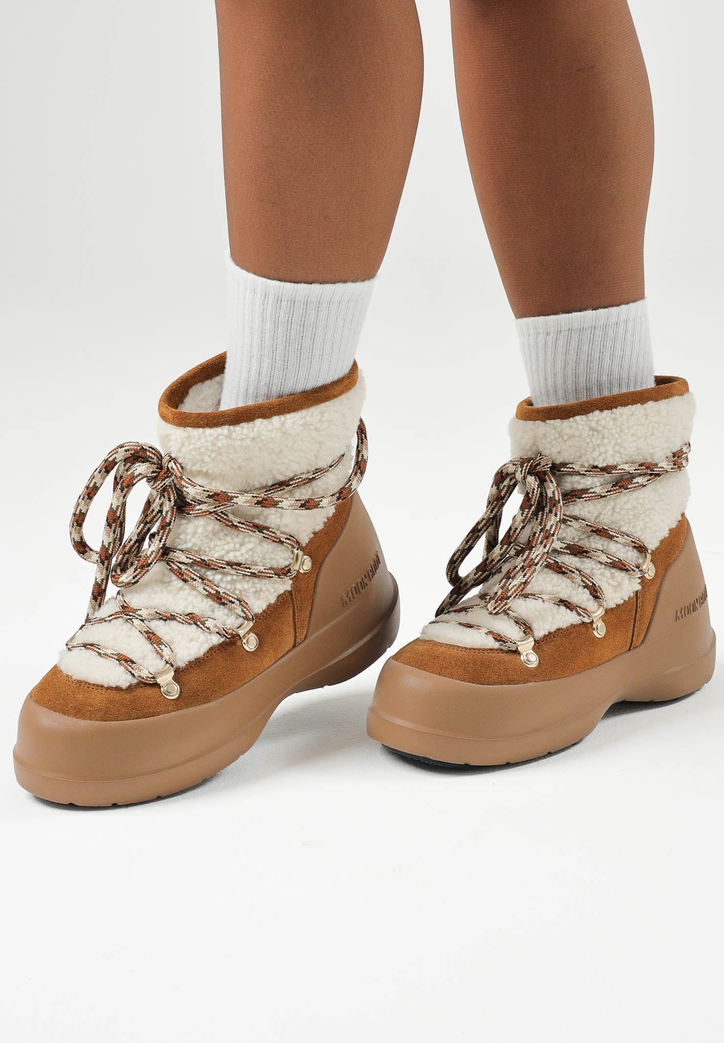 MOON BOOT Stivali da neve LUNA in shearling marrone da donna 80D2480020 MA03 MOON BOOT 