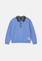 N21 Maglione  color lapis, celeste per donna, ragazzi e bambini con colletto e logo a contrasto N210DHN0547 0N827 N21 