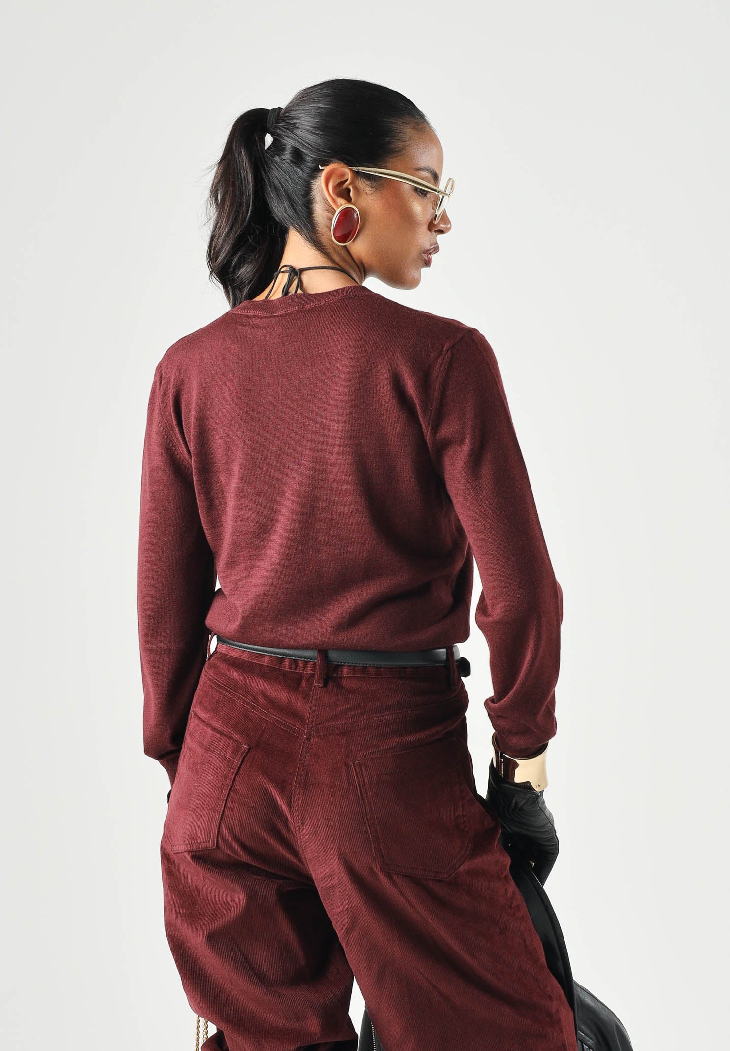 N°21 Maglione LOGO KNITTED SWEATER bordeaux  per donna, ragazzi e bambini  con logo N°21 ricamato sul davanti.<BR/> N210DVN0122 0N413 N21 