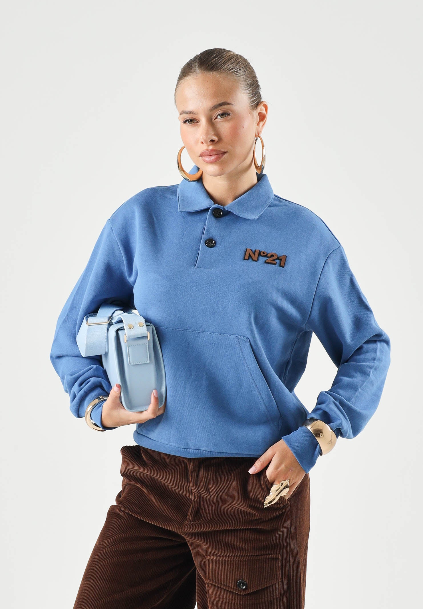 N21 Polo lapis Blue, colore azzurro per donna, ragazza e bambina con patchh logo N210E5N0522 0N827 N21 