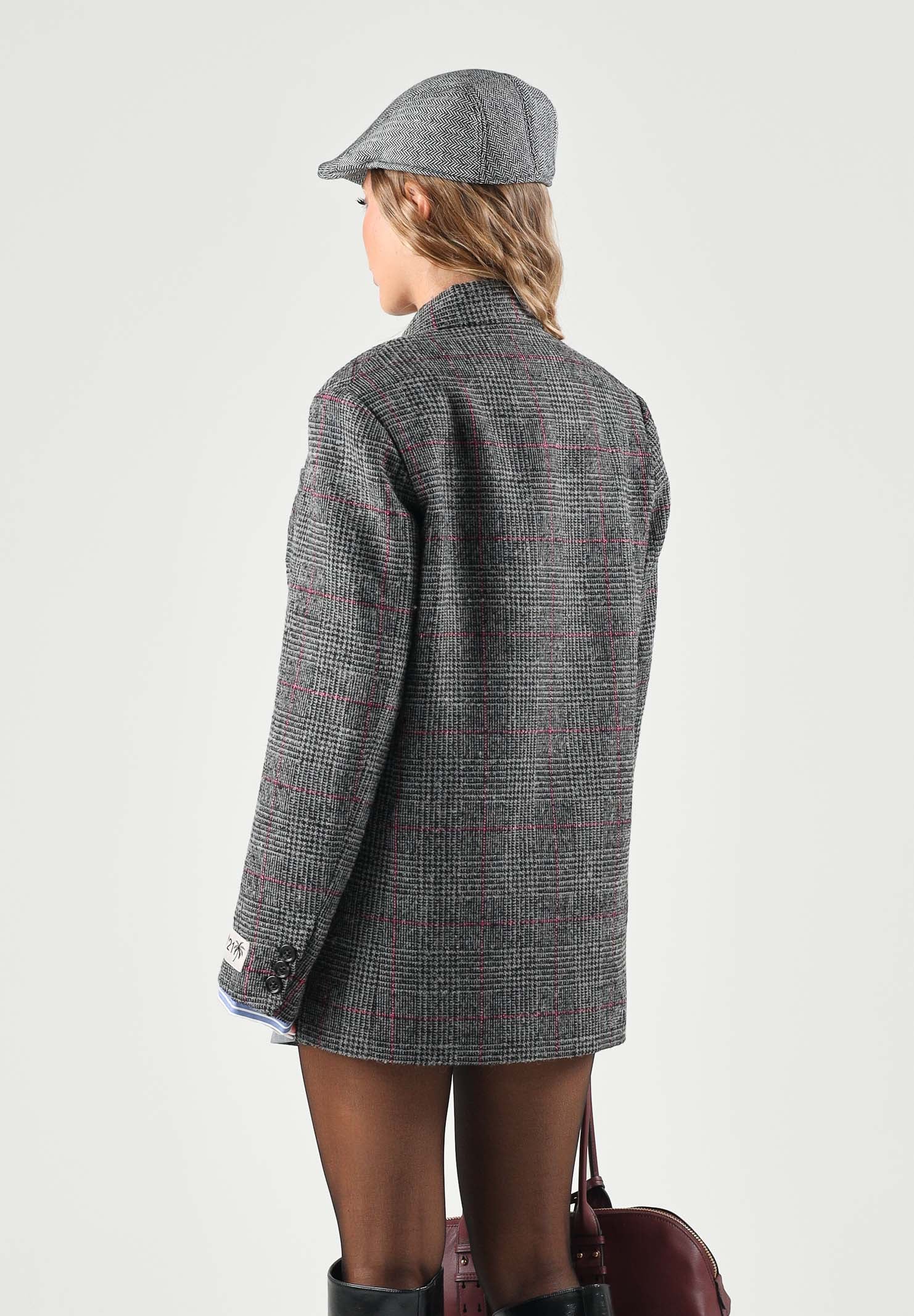N21 Giacca doppiopetto dark grey-grigio per donna e ragazza con fantasia a quadri. N210EVN0525 0N926 N21 
