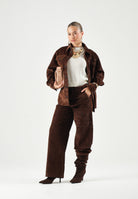 N°21 Camicia COURDUROY shirt with logo in velluto a coste, colore brand Chocolate Brown, per donna, ragazzi, bambini. N210FVN0526 0N721 N21 