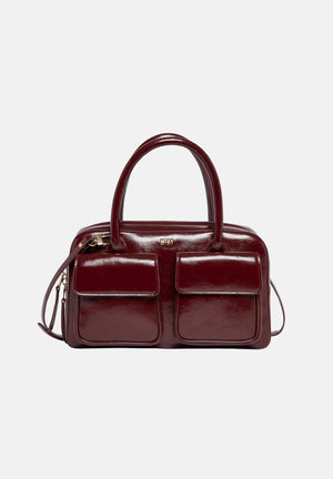 N21 Borsa a mano  borgogne- bordeaux da donna con manici rigidi e tasche frontali applicate. N210G4N0246 0N413 N21 