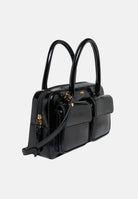 N21 Borsa a mano nera da donna con manici rigidi e tasche frontali applicate N210G4N0246 0N900 N21 
