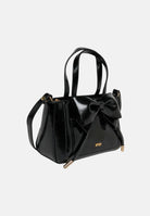 N21 Borsa a mano nera da donna con manici superiori e dettaglio fiocco in pelle applicato. N210G5N0246 0N900 N21 