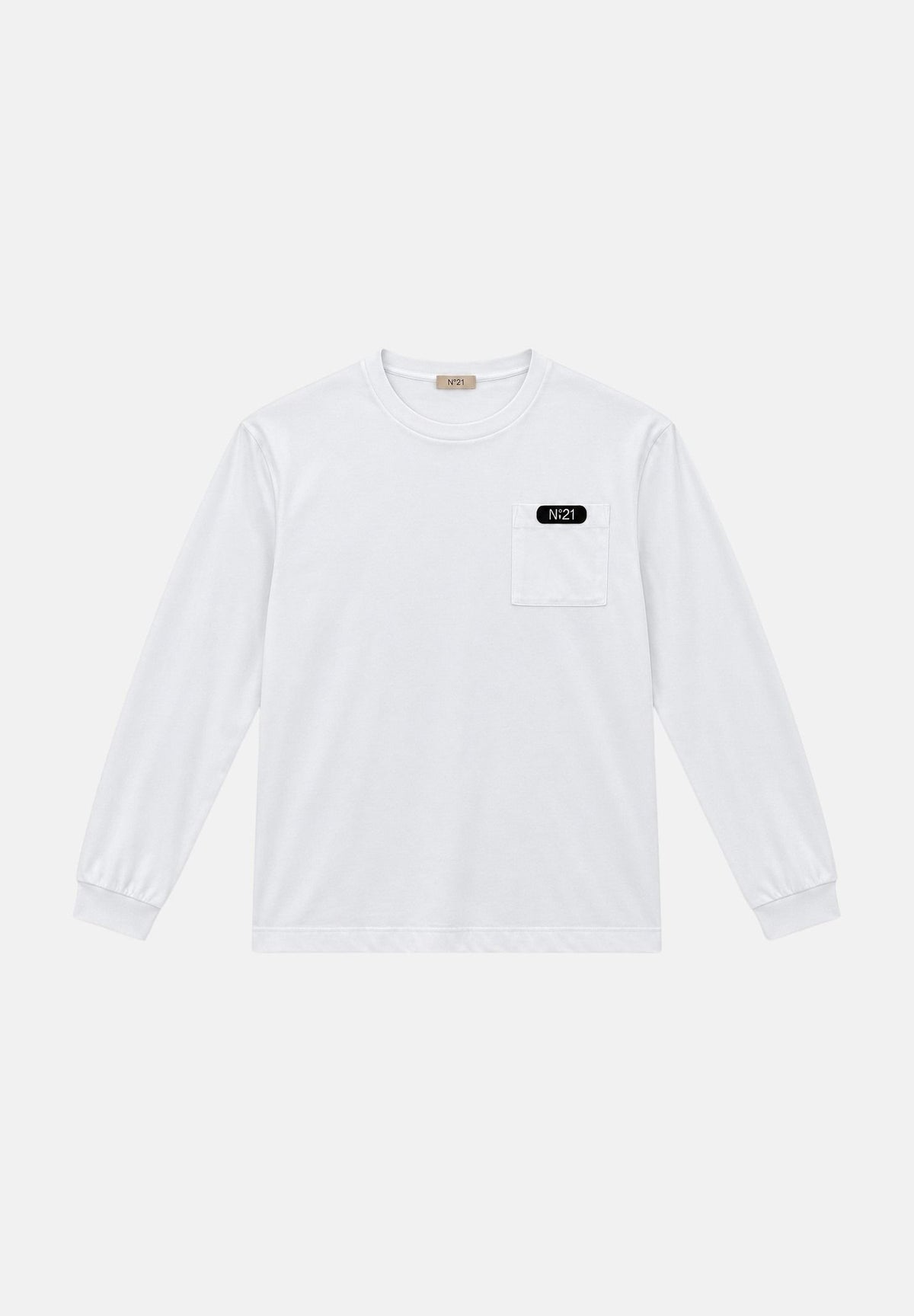 N21 T-shirt manica lunga bianca per donna, ragazzi e bambini con logo sul petto N210F7N0557 0N100 N21 