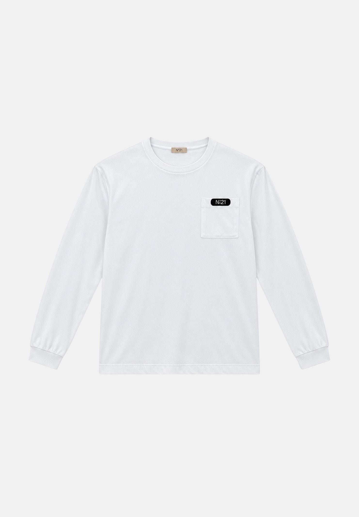 N21 T-shirt manica lunga bianca per donna, ragazzi e bambini con logo sul petto N210F7N0557 0N100 N21 