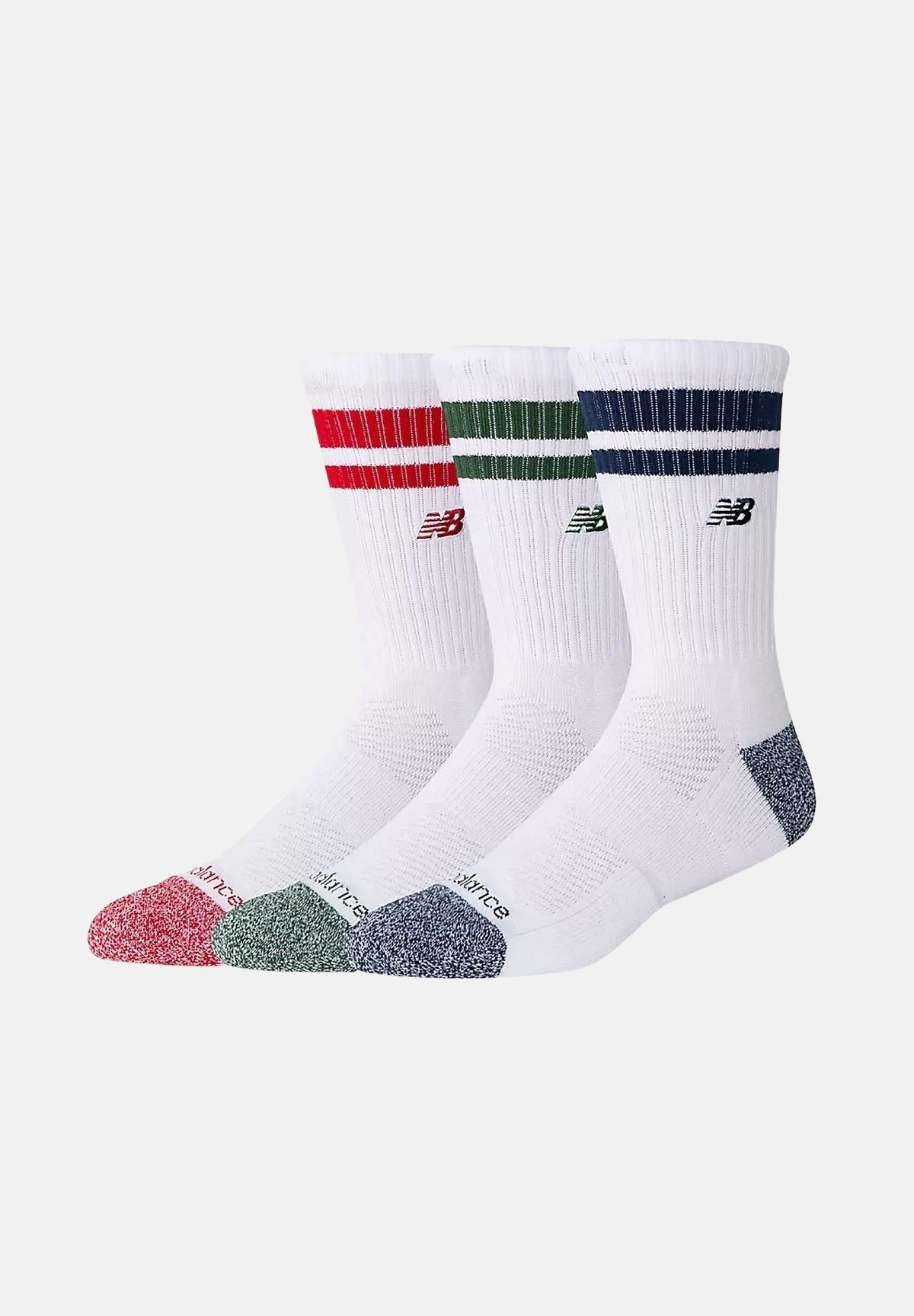 NEW BALANCE Calzini ACTIVE PREMIUM STRIPE CREW ( 3 paia) bianchi per uomo e donna LAS35210AS1 . NEW BALANCE 