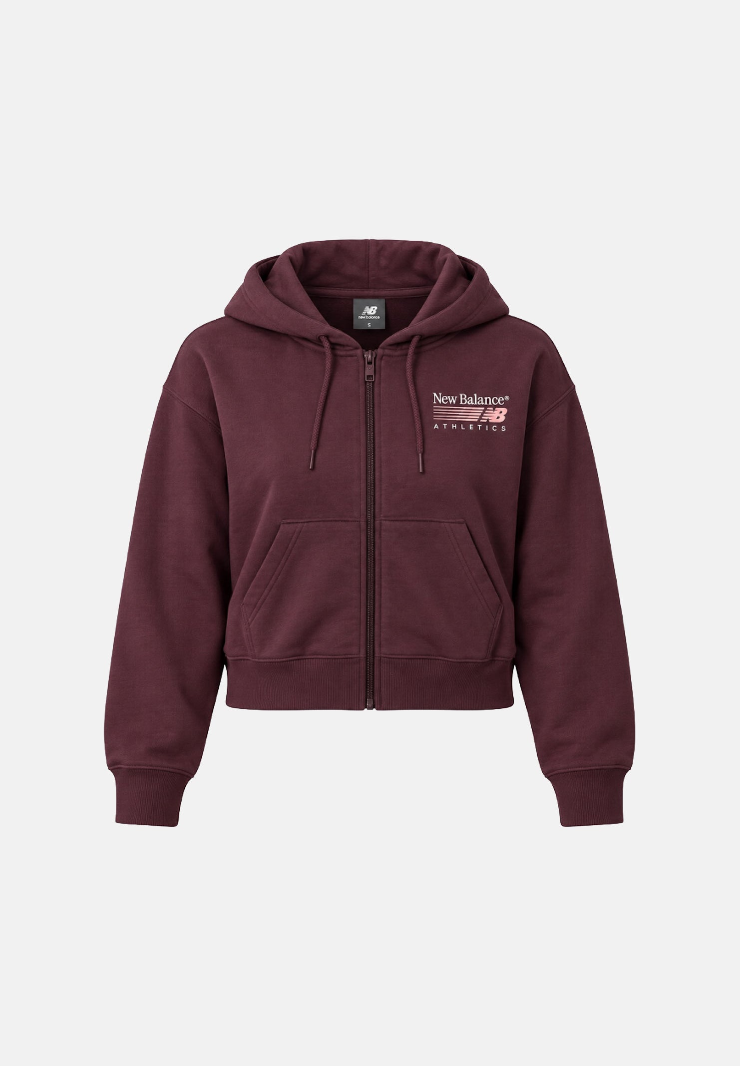 NEW BALANCE Felpa con zip TRACKSIDE FLEECE FULL ZIP Cherry Leather bordeaux scuro da donna WJ62P2UPYLR . NEW BALANCE 