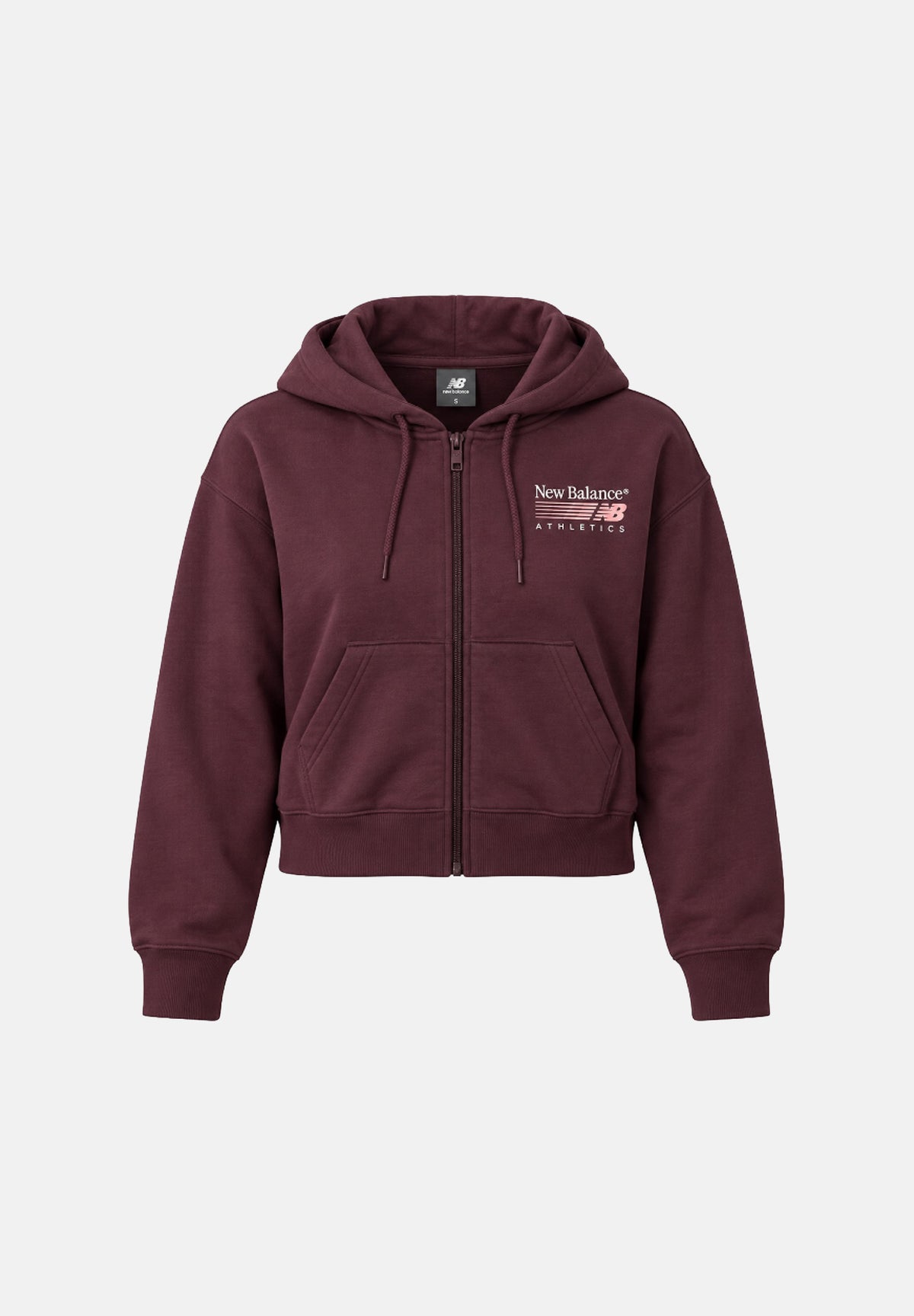 NEW BALANCE Felpa con zip TRACKSIDE FLEECE FULL ZIP Cherry Leather bordeaux scuro da donna WJ62P2UPYLR . NEW BALANCE 
