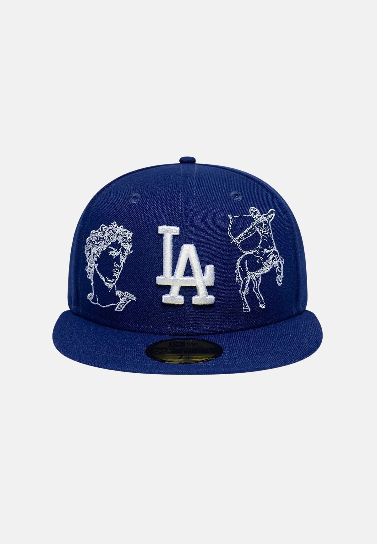 NEW ERA Cappello 59FIFTY MLB MYTHICAL LA DODGERS Dark Blue blu scuro uomo donna con visiera piatta e ricami mitologici. 60667625 . NEW ERA 