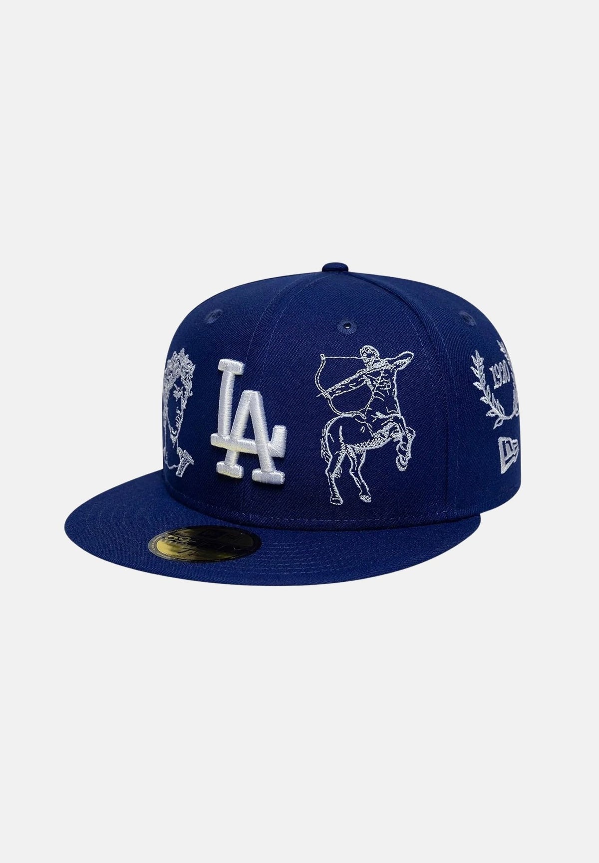NEW ERA Cappello 59FIFTY MLB MYTHICAL LA DODGERS Dark Blue blu scuro uomo donna con visiera piatta e ricami mitologici. 60667625 . NEW ERA 