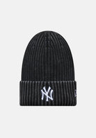 NEW ERA Berretto MLB WASHED NEW YORK YANKEES Black nero per  uomo e  donna, in maglia acrilica effetto lavato, con risvolto e logo NY ricamato.<BR/> 60691189 . NEW ERA 