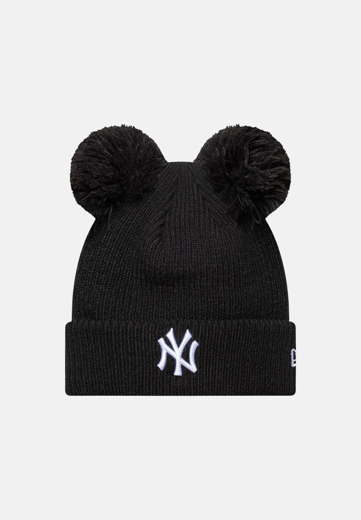 NEW ERA Berretto MLB DOUBLE POM NEW YORK YANKEES Black nero da donna, in maglia a coste con doppio pon pon, risvolto e logo NY ricamato. 60691354 . NEW ERA 