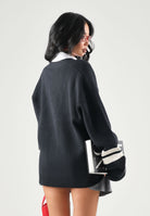 NEW ERA Cardigan nero per uomo e donna con bottoni e righe sportive bianche sulle maniche 60897381 . NEW ERA 