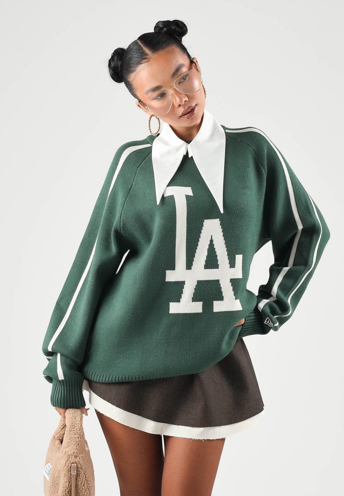 NEW ERA Maglione girocollo MLB KNIT SWEATER LA DODGERS verde scuro per uomo e donna 60897389 . NEW ERA 