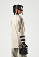 NEW ERA T-shirt manica lunga beige per uomo e donna con maxi logo New York Yankees stampato sul petto 60897435 . NEW ERA 