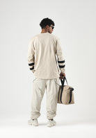 NEW ERA T-shirt manica lunga beige per uomo e donna con maxi logo New York Yankees stampato sul petto 60897435 . NEW ERA 