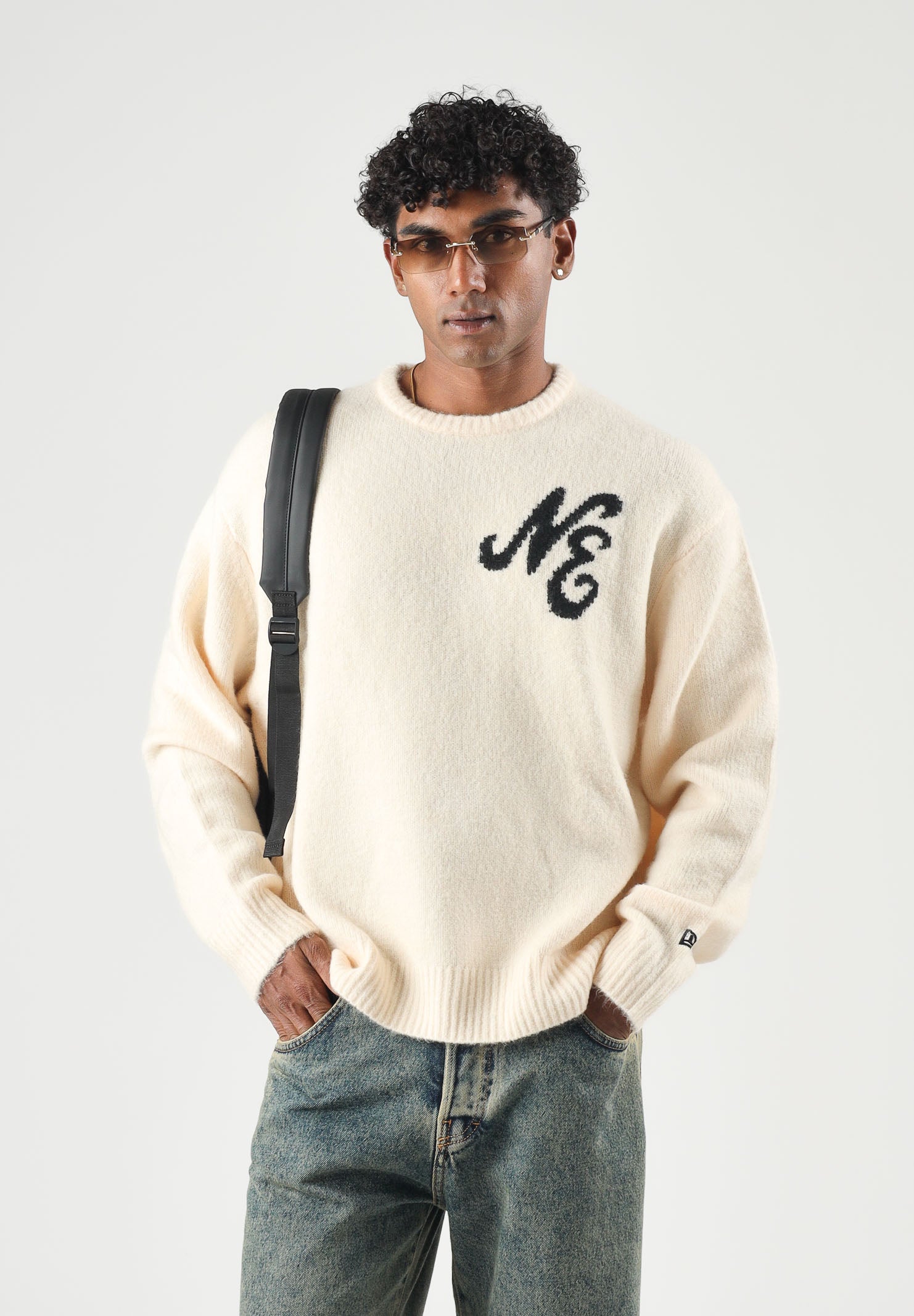 NEW ERA Maglione girocollo NEW ERA HERITAGE CONNECT KNIT SWEATER Cream panna chiaro per uomo e donna 60897453 . NEW ERA 
