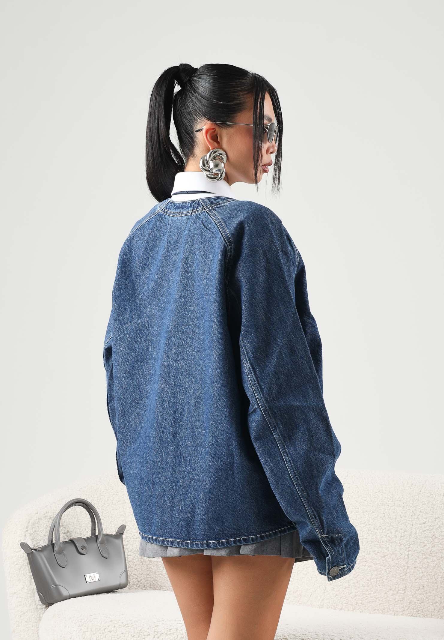 NEW ERA Giacca giubbotto di jeans denim per uomo e donna con logo iconico laterale 60897483 . NEW ERA 