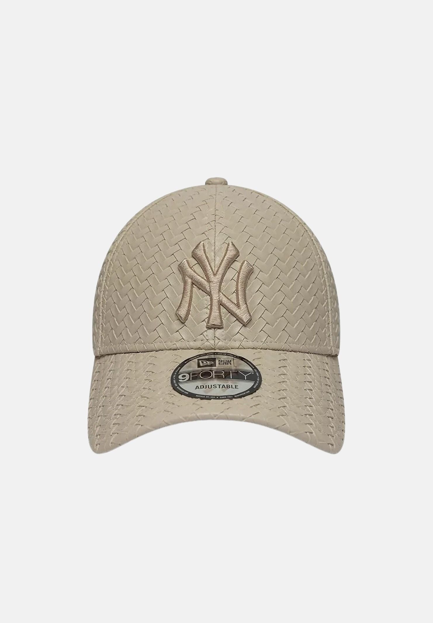 NEW ERA Cappello 9FORTY MLB PU WEAVE NEW YORK YANKEES beige chiaro per uomo e donna,  con visiera curva.<BR/> 60960218 . NEW ERA 