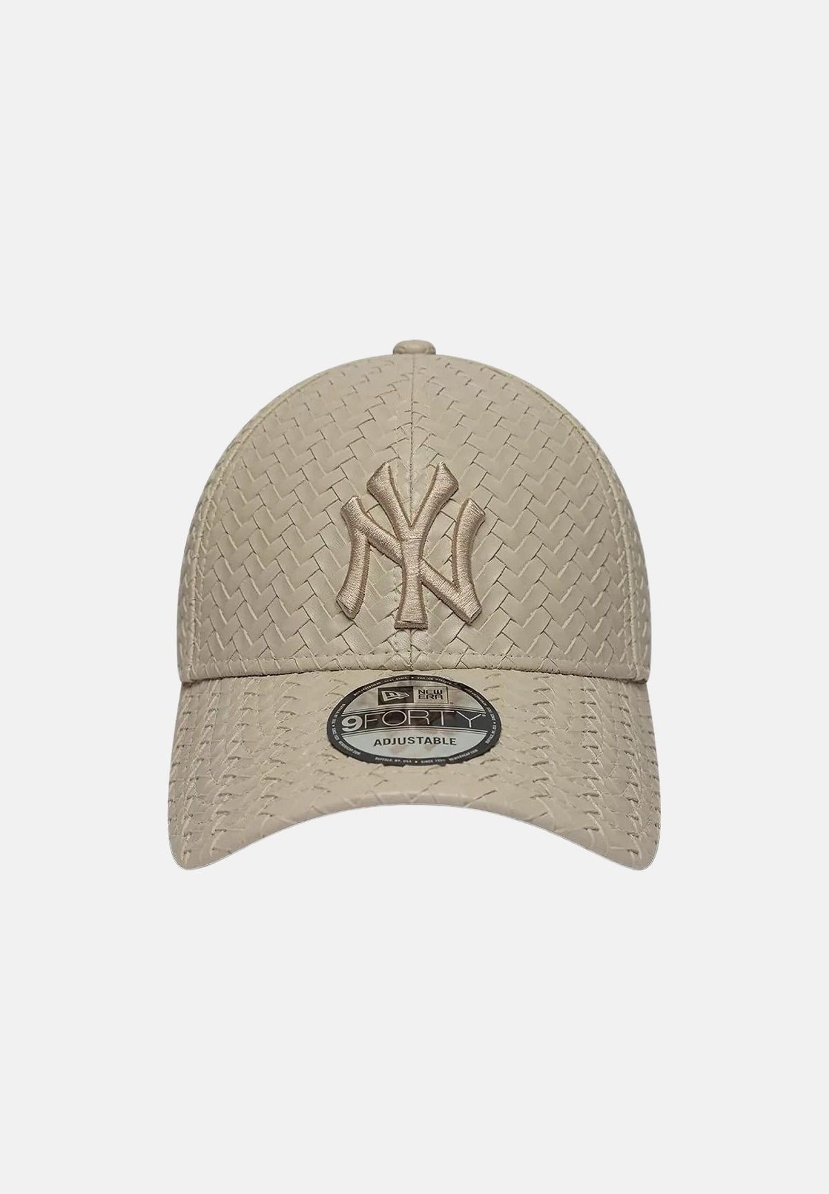 NEW ERA Cappello 9FORTY MLB PU WEAVE NEW YORK YANKEES beige chiaro per uomo e donna,  con visiera curva.<BR/> 60960218 . NEW ERA 