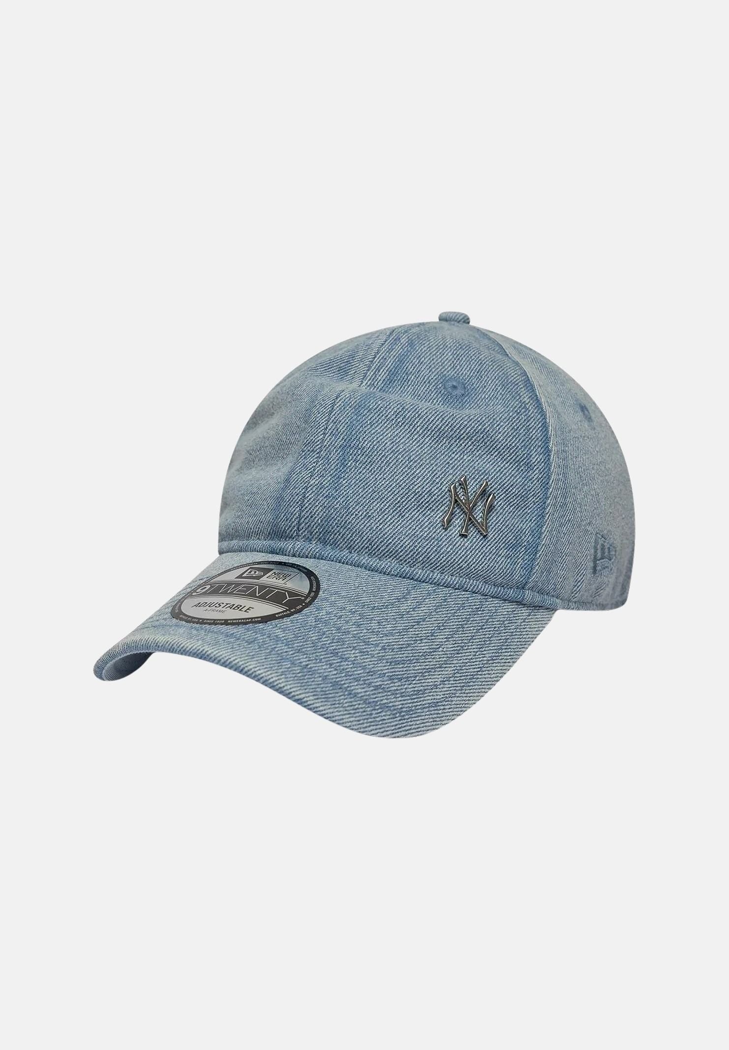 NEW ERA Cappellino 9TWENTY NEW YORK YANKEES azzurro denim per uomo e donna, effetto lavato, visiera curva e logo NY ricamato. 60960221 . NEW ERA 