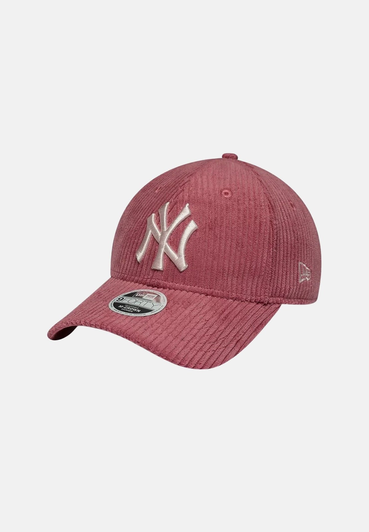 NEW ERA Cappello 9FORTY M-CROWN MLB CHUNKY CORD Dark Pink rosa scuro da donna in velluto a coste, logo Yankees ricamato e visiera curva. 60960292 . NEW ERA 