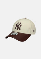 NEW ERA Cappellino 9FORTY M-CROWN A-FRAME FABRIC MIX beige e marrone da donna, con visiera curva  e logo NY ricamato.<BR/> 60960303 . NEW ERA 