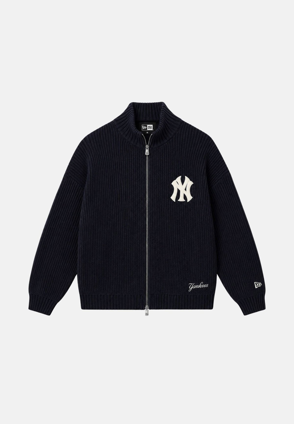 NEW ERA Cardigan 2 WAY ZIP NEW YORK YANKEES Navy blu scuro per uomo e donna, con collo alto, zip bidirezionale e logo NY sul petto. 60960407 . NEW ERA 