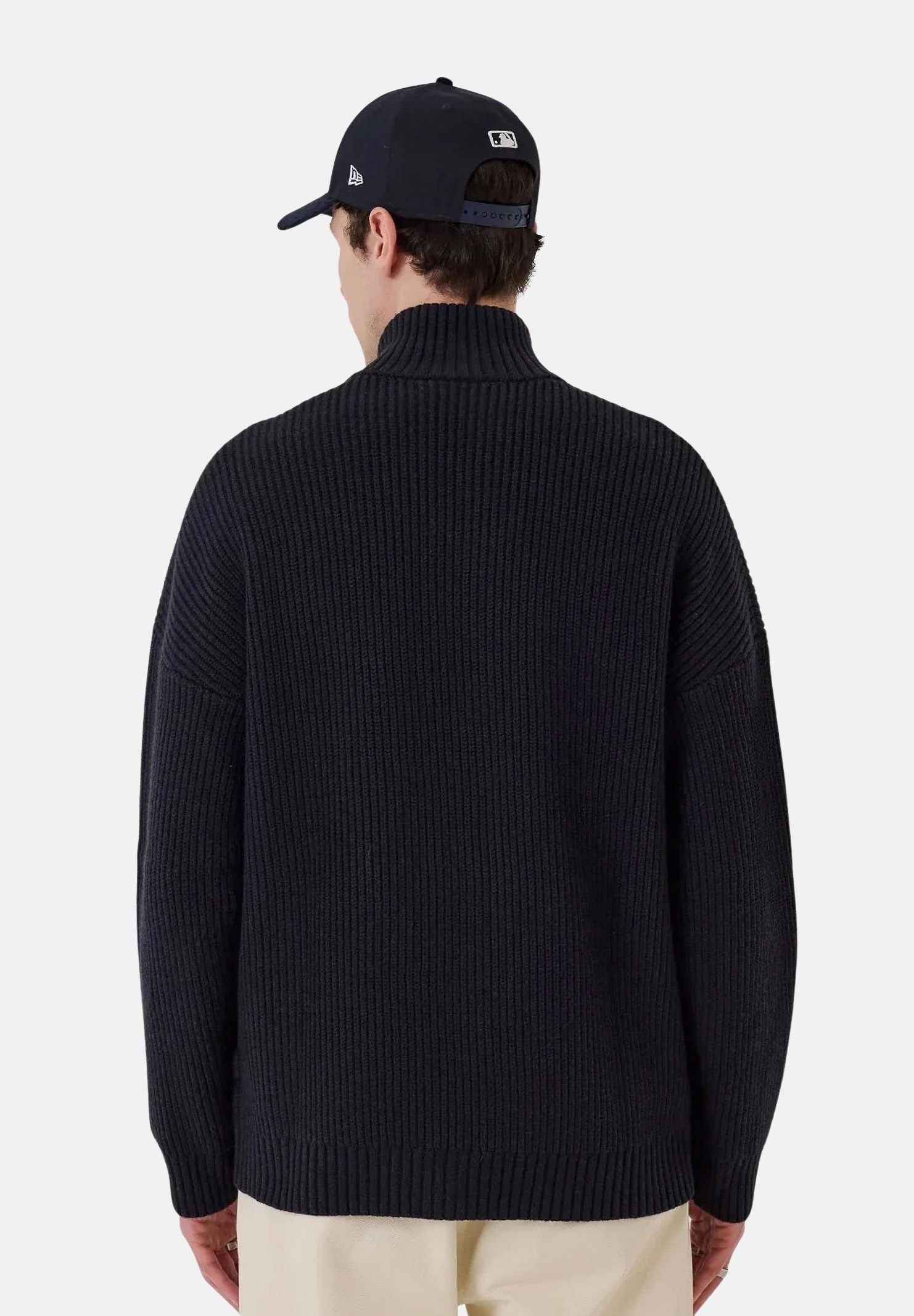 NEW ERA Cardigan 2 WAY ZIP NEW YORK YANKEES Navy blu scuro per uomo e donna, con collo alto, zip bidirezionale e logo NY sul petto. 60960407 . NEW ERA 